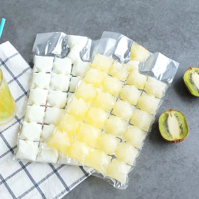 10Pcs/Pack Disposable Ice Bag Lattice Ice Cube Mold Bar Self-Sealing Ice Tray Bag Ice Cube Bag Box Edible Frozen Ice Cube