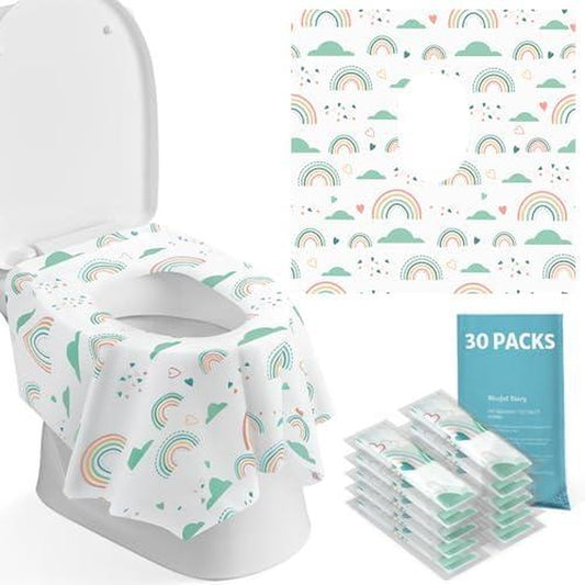 30 Count Toilet Seat Covers Disposable for & Adults, , Portable Package for Travel, Potty